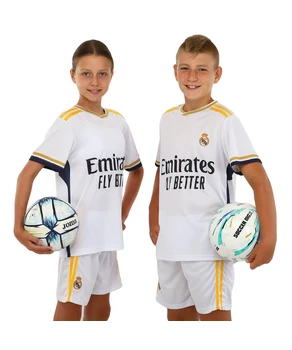 Uniformă de fotbal pentru copii cu simbolurile clubului de fotbal REAL MADRID acasă 2024  RE7188