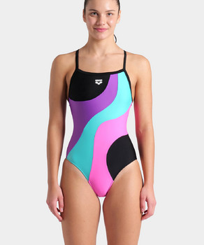 Costum Baie Femei arena MULTI SLICES SWIMSUIT LIGHTDROP BACK 008094